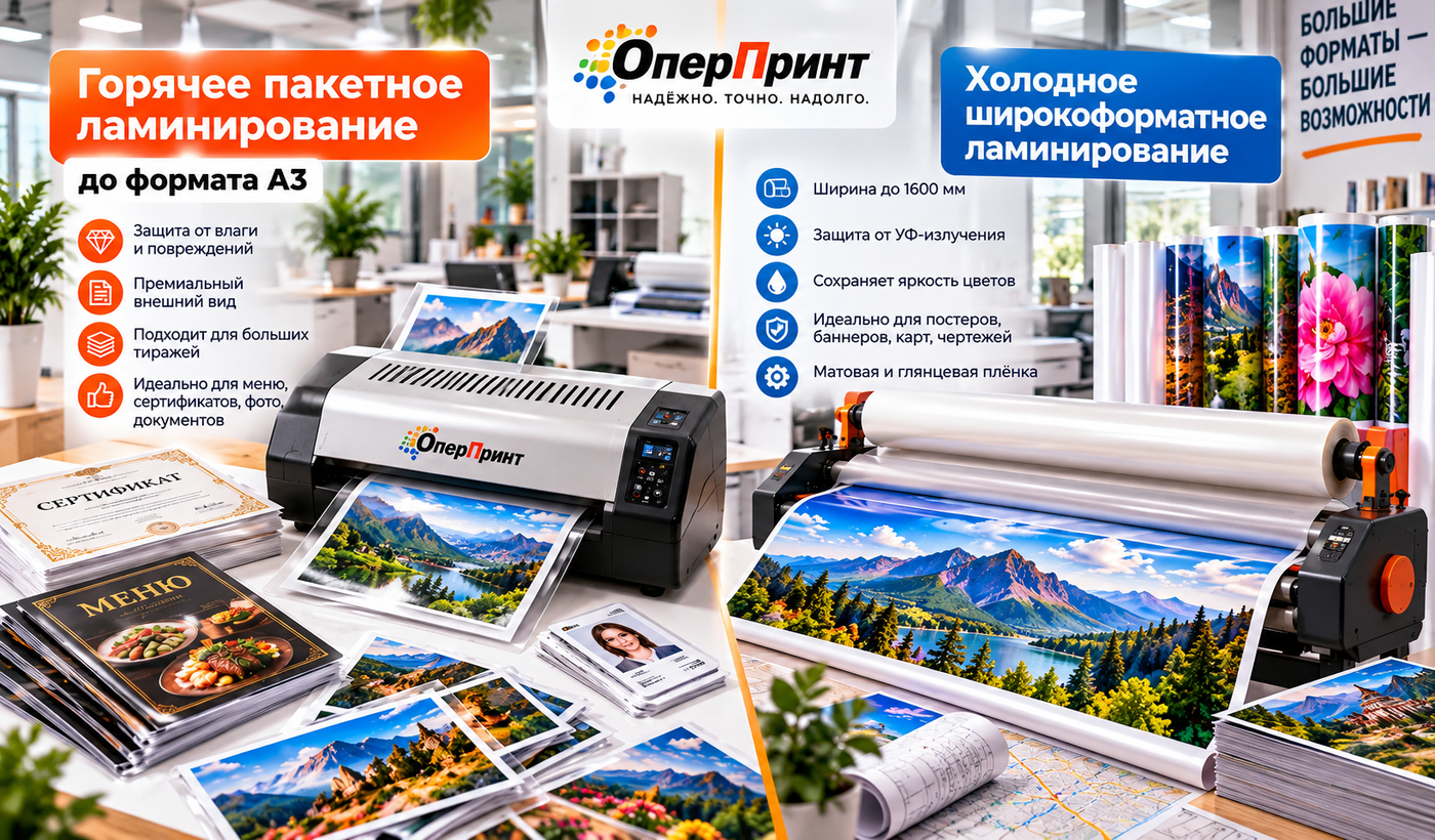 Горячее и холодное ламинирование в Бюро ОперПринт